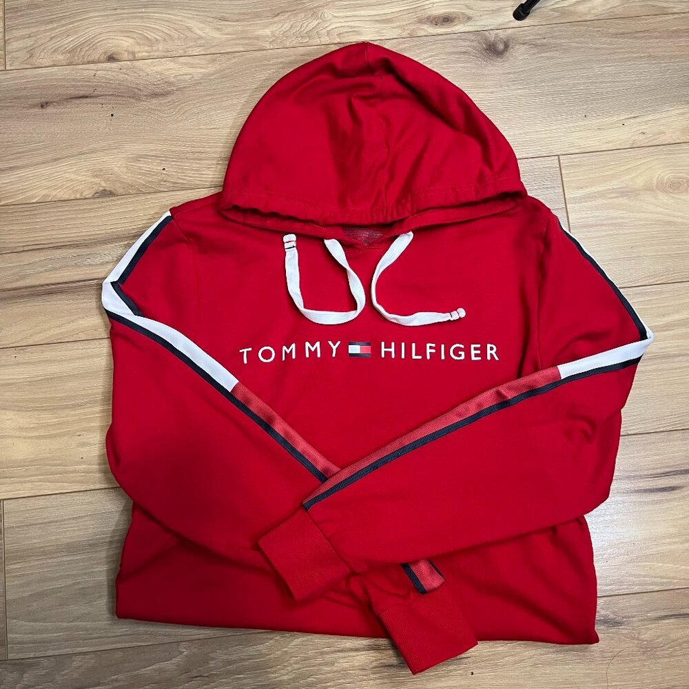 Tommy Hilfiger Men's Casual Pullover Hoodie In Red Size Small